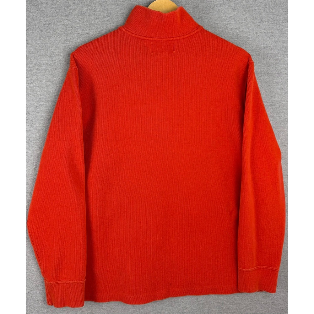 Polo Ralph Lauren Mens Orange Ribbed Cotton Quarter Zip Pullover Sweater - Picture 3 of 6